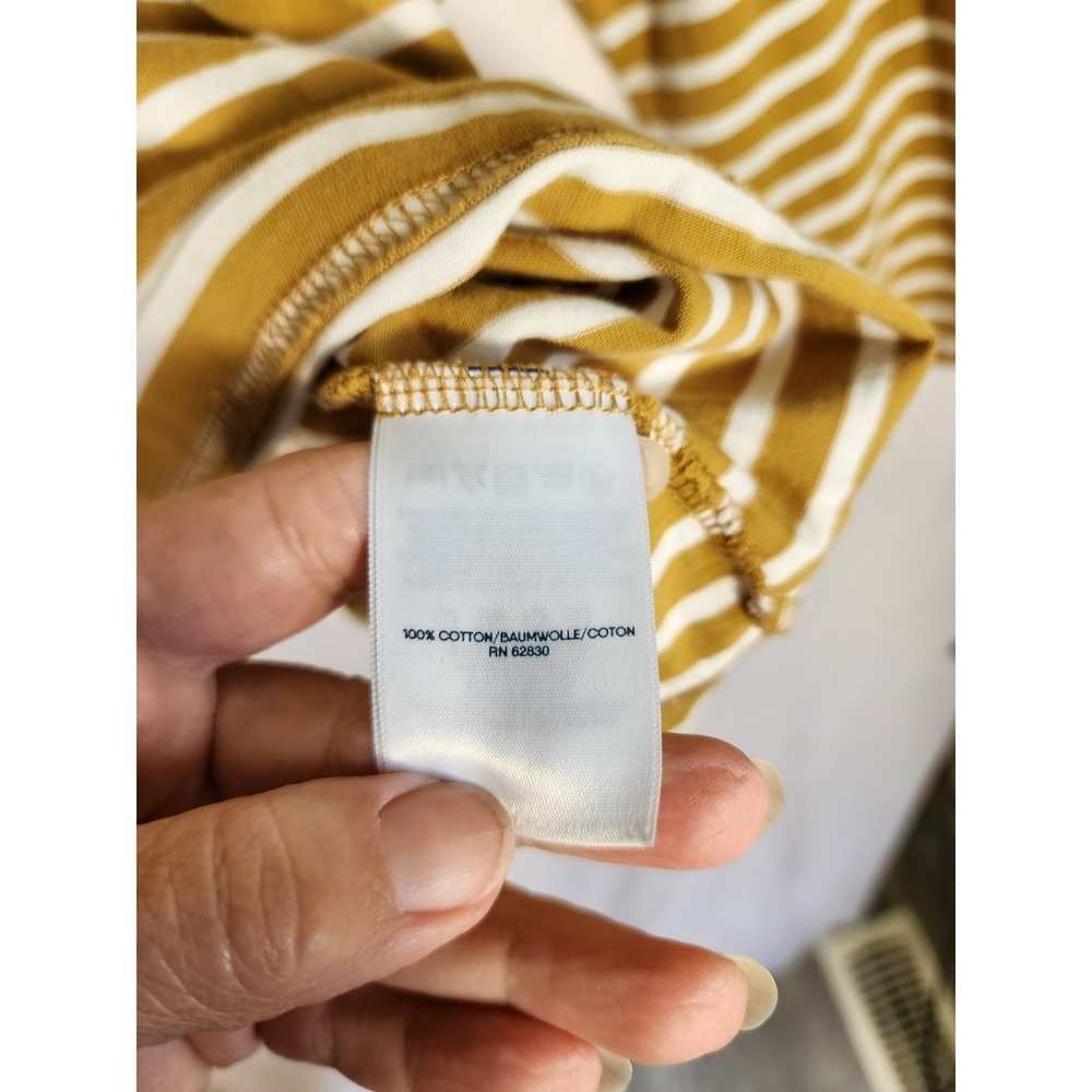 Lands End Womens XXL Yellow White Striped Cotton Top Preppy Coastal Minimalist - Picture 4 of 7